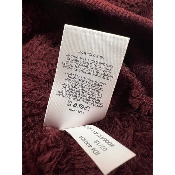 Express Burgundy Red Maroon Fuzzy Sherpa Fleece 1/4 Zip Pullover Women's XS - Picture 4 of 7
